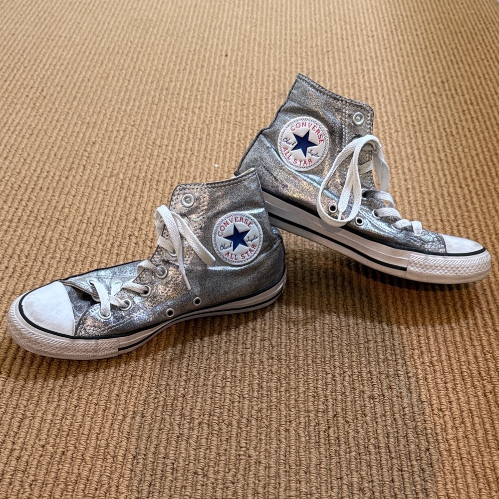 Silver Metallic 7 High Top Converse